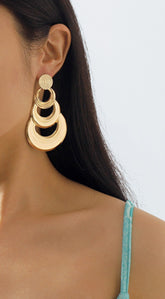 Rola Layered Metal Round Drop Dangle Earrings - Gold